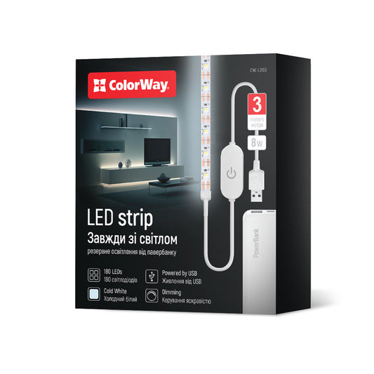 Світлодіодна стрічка ColorWay LED 3м з живленням від USB (CW-LD03)