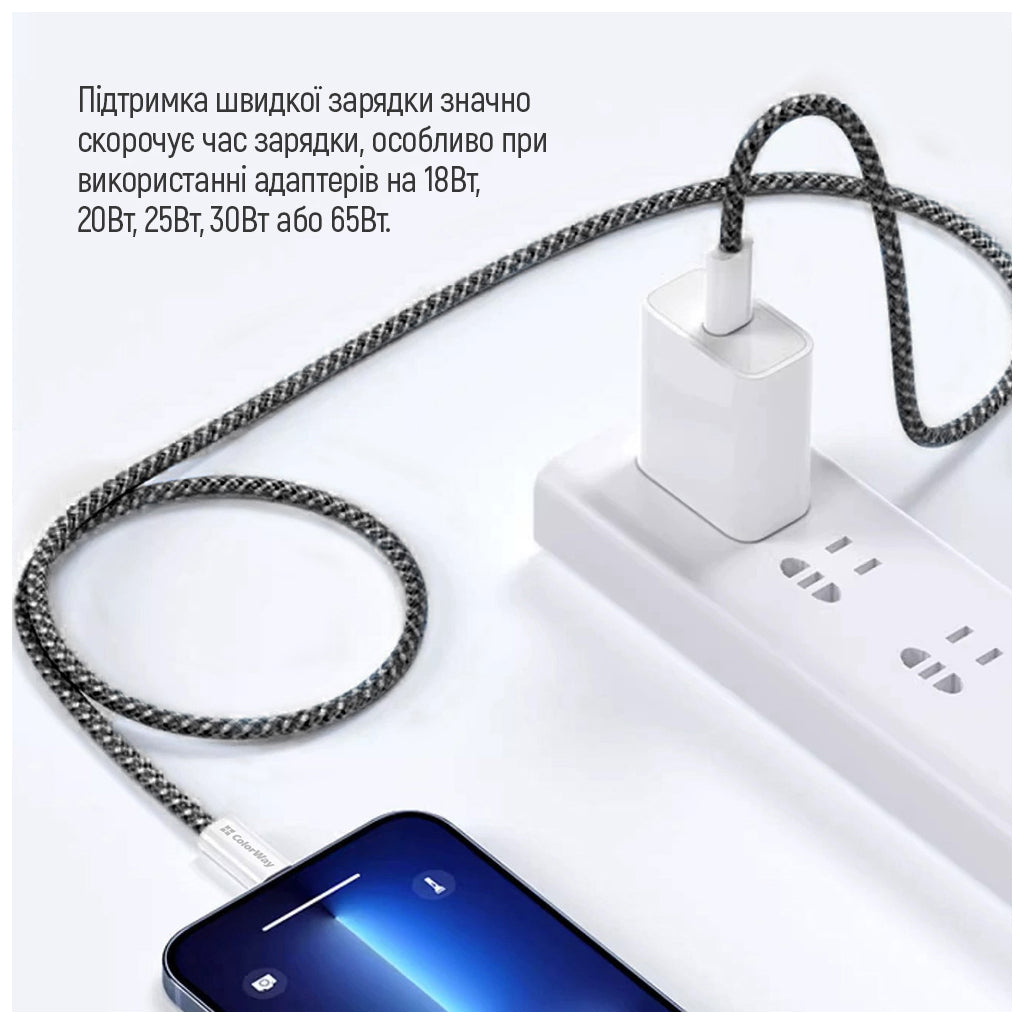 Дата USB-C кабель USB-C 1.0m 60W 3.0А black ColorWay (CW-CBPDCC061-BK)