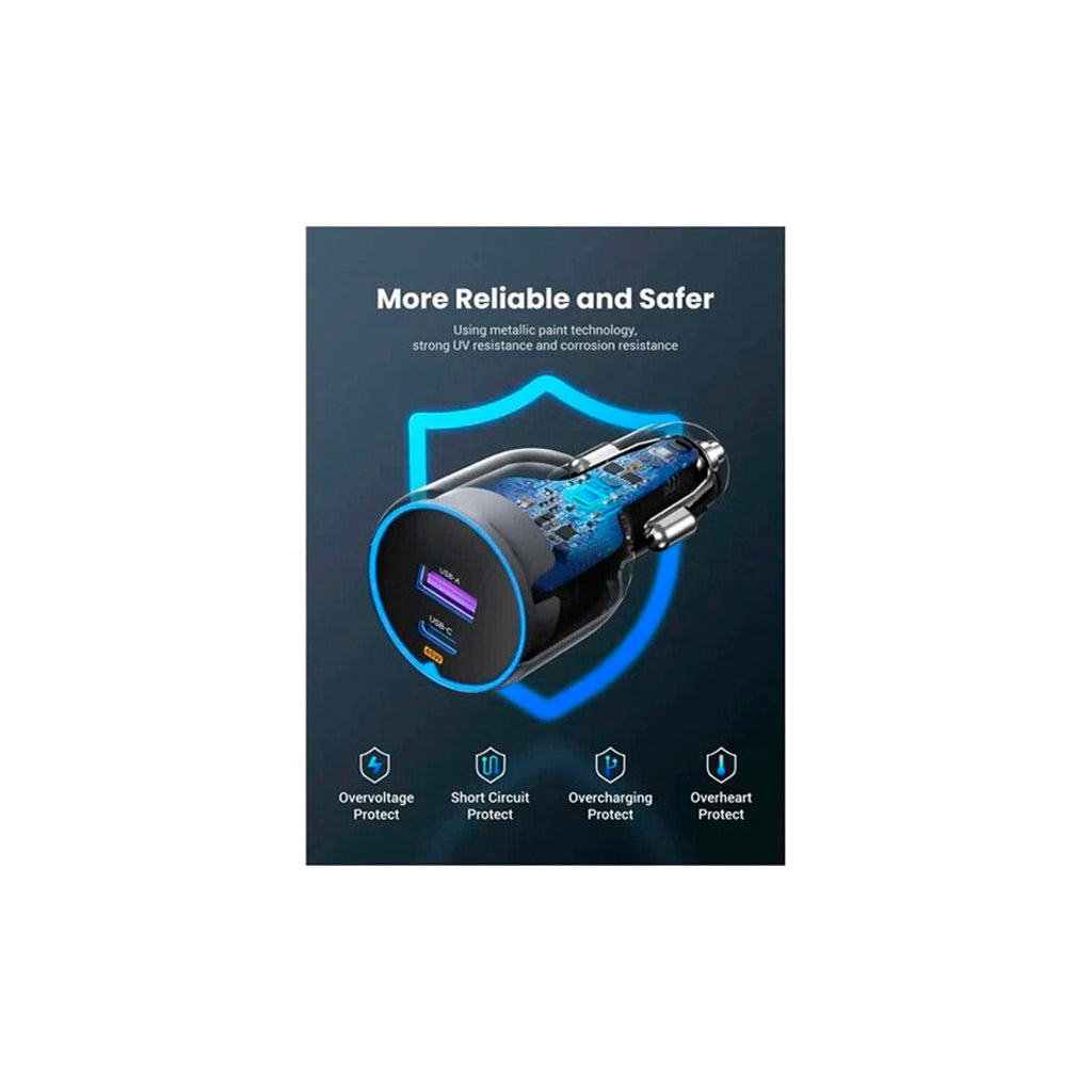 Зарядний пристрій Ugreen 2xUSB 63W (USB-C+USB-A) QC3.0 (EC701)