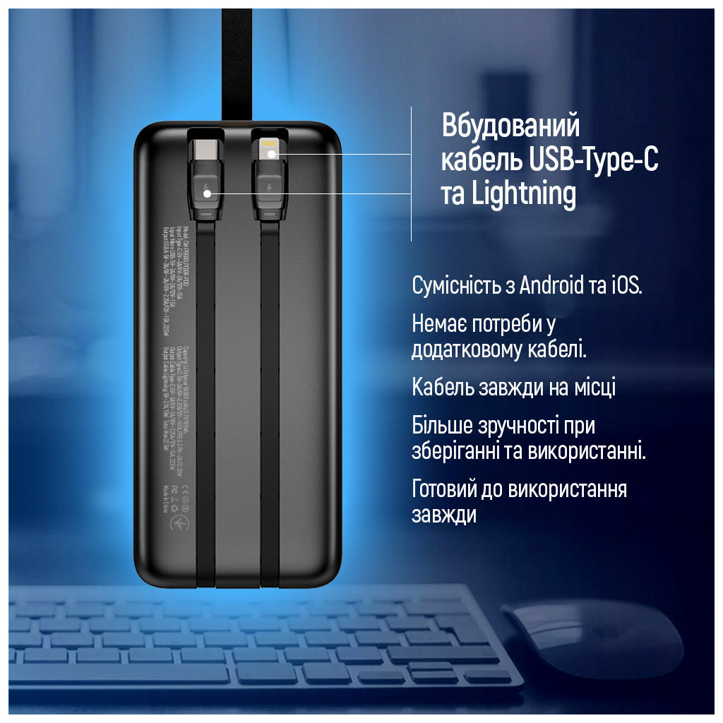 Павербанк ColorWay 50000 mAh PD/18W, QC3.0/22.5, Digital Display, Black (CW-PB500LPC5BK-PDD)