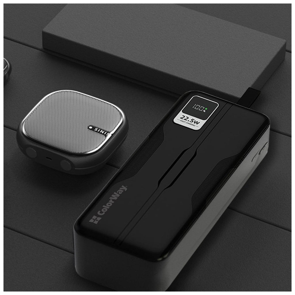 Павербанк ColorWay 50000 mAh PD/18W, QC3.0/22.5, Digital Display, Black (CW-PB500LPC5BK-PDD)