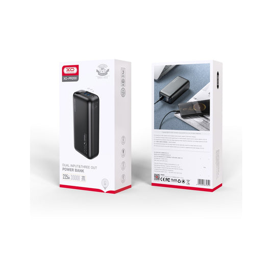 Батарея универсальная XO 30000mAh, PD/20W, QC/22.5W, черный (PR200_Black)