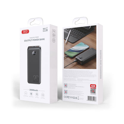 Батарея універсальна XO 20000mAh, PD/20W, QC/22.5W, чорний (PR239_Black)