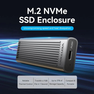 Зовнішня кишеня Vention для SSD M.2 NVMe USB-C 3.2 10Gbps алюміній (KPKH0)