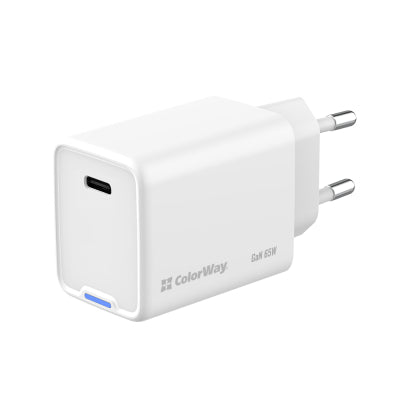 Зарядний пристрій ColorWay GaN Mini 65W USB-C PD PPS (CW-CHS049PD-WT)