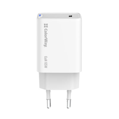 Зарядний пристрій ColorWay GaN Mini 65W USB-C PD PPS (CW-CHS049PD-WT)