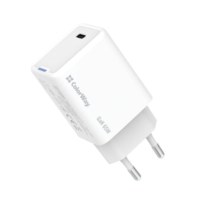 Зарядний пристрій ColorWay GaN Mini 65W USB-C PD PPS (CW-CHS049PD-WT)