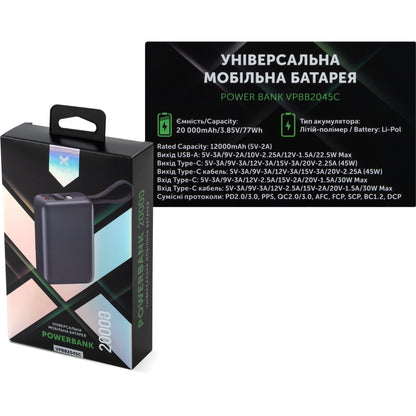 Power Bank Vinga 20000mAh 45W Display Cable (VPBB2045C)