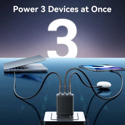 Зарядний пристрій Vention 2xUSB-C PD65W + 1xUSB QC3.0 GaN (FERW0-EU)