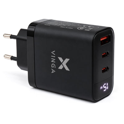 Зарядний пристрій Vinga 65W 2xUSB-C+USB-A VCR65ACCDB