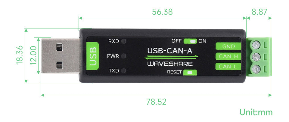 Конвертер USB-CAN Waveshare 23635 USB-CAN-A на STM32, CAN Bus
