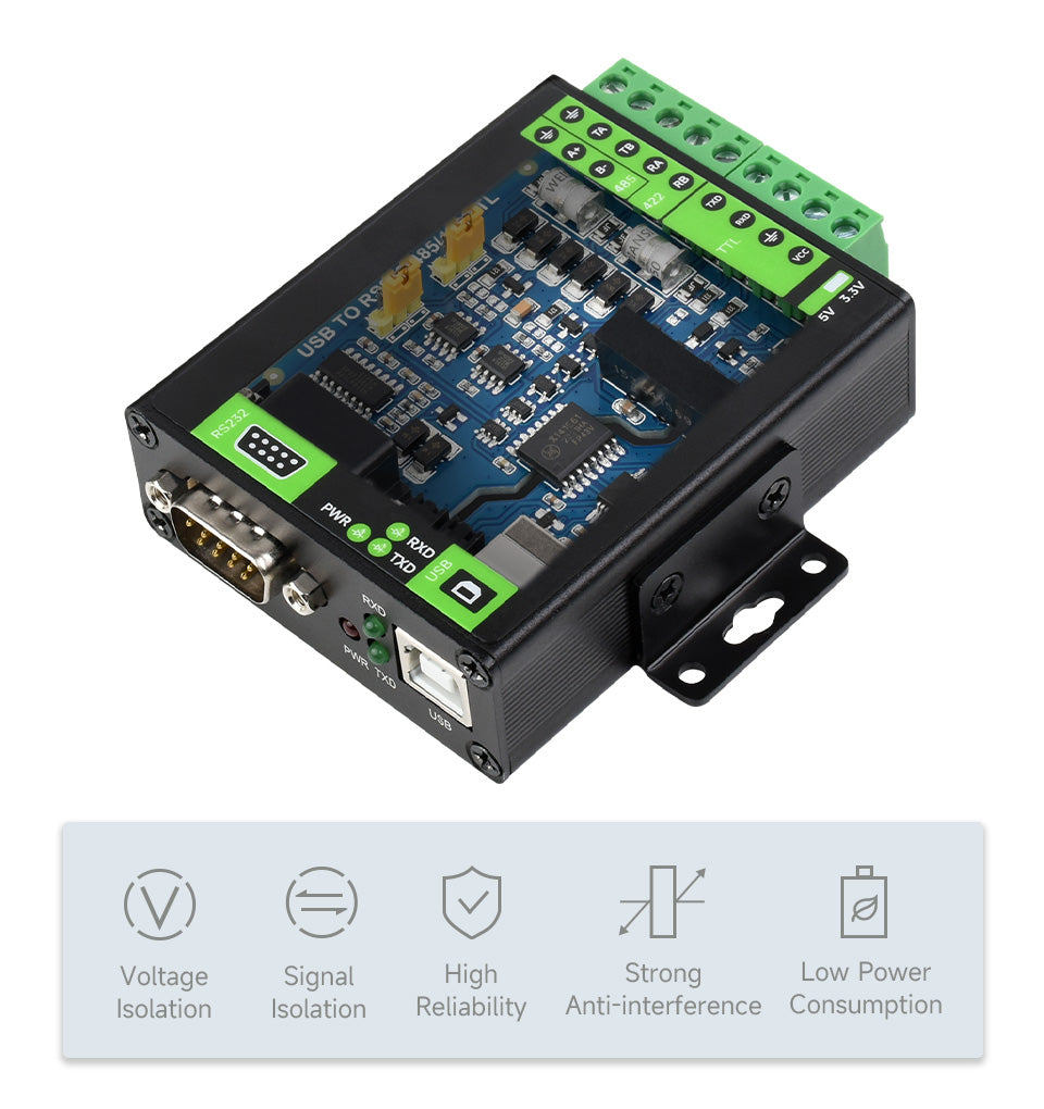 Промисловий USB конвертер до RS232/RS485/RS422/TTL Waveshare 23996