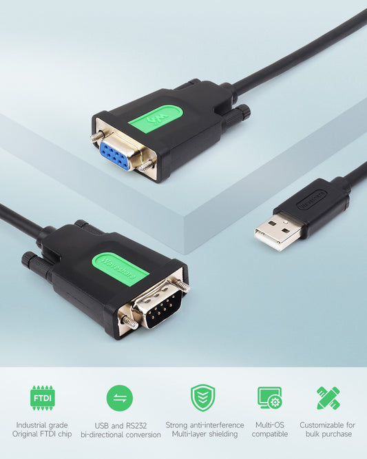 Кабель USB to RS232 Female 1.5м, FTDI, Waveshare 26011