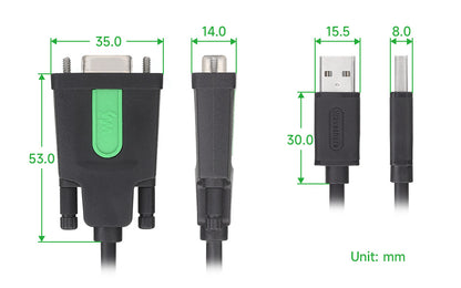USB to RS232 Female Cable 1.5m, FTDI, Waveshare 26011