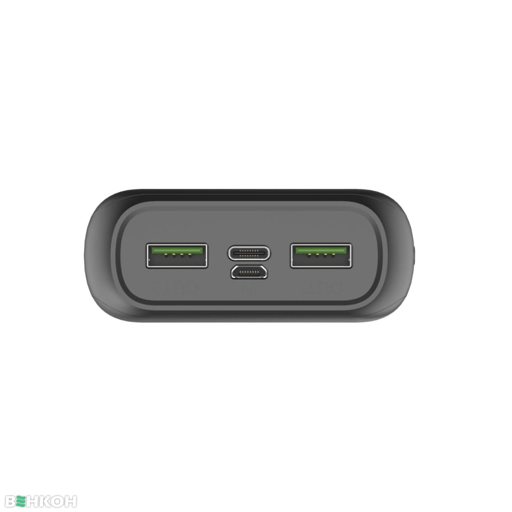 Батарея універсальна Celly Energy 20000mAh Inp:USB-C/Micro-USB, Out:USB-A*2(5V/2.1A) black (PBE20000BK)
