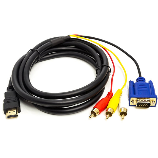 Кабель HDMI to VGA/3*RCA; 1.0m; 1080p; PowerPlant (CA912018)