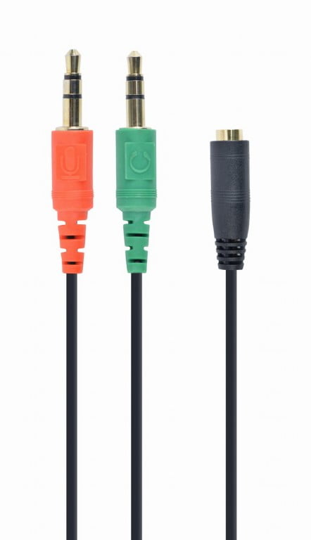 Кабель Jack 3.5mm female 4-pin to 2x Jack 3.5mm male; 0.2m; Cablexpert (CCA-418)