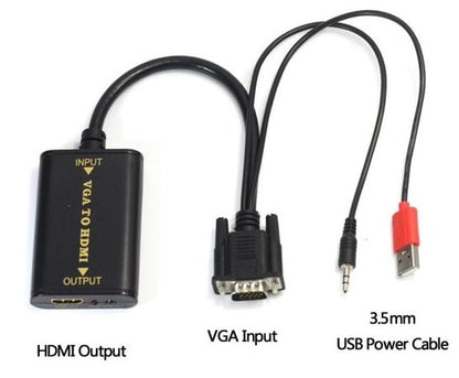 Перехідник VGA to HDMI; додаткове живлення; аудіо 3.5мм; Aixxco; AYC-VH01