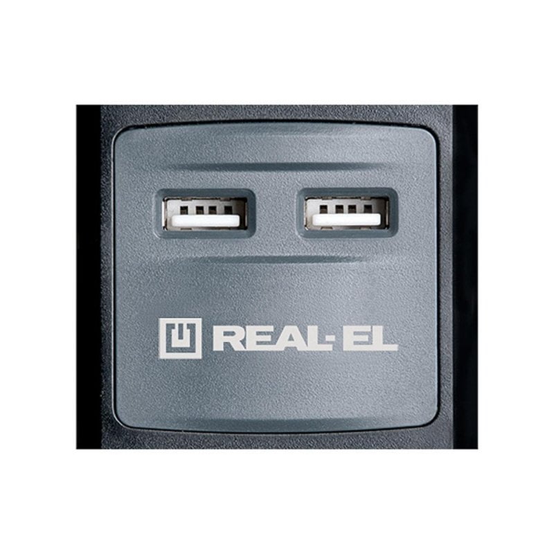 Подовжувач мережі REAL-EL RS-5 USB CHARGE 1.8m/black (EL122500002)