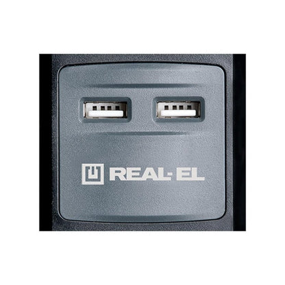 Подовжувач мережі REAL-EL RS-5 USB CHARGE 1.8m/black (EL122500002)