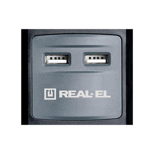 Подовжувач мережі REAL-EL RS-5 USB CHARGE 1.8m/black (EL122500002)