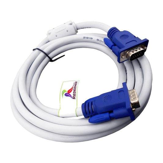 Кабель VGA 3+4 1.5м; male to male (папа-папа); 1 феррит; бело-синий; пакет Q200; арт 7438