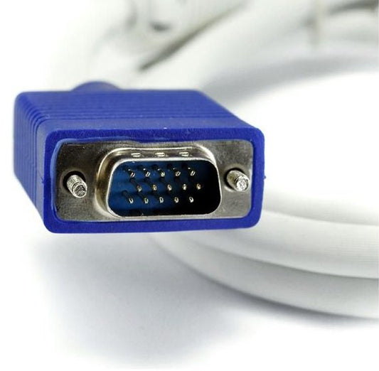 Кабель VGA 15м; 2 ферриты; бело-синий; шариков 9065