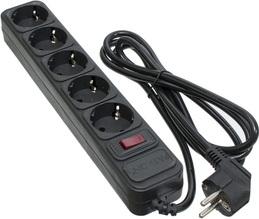 Фильтр питания Maxxter SPM5-G-6B черный/1.8 м кабель/5 розеток (SPM5-G-6B)